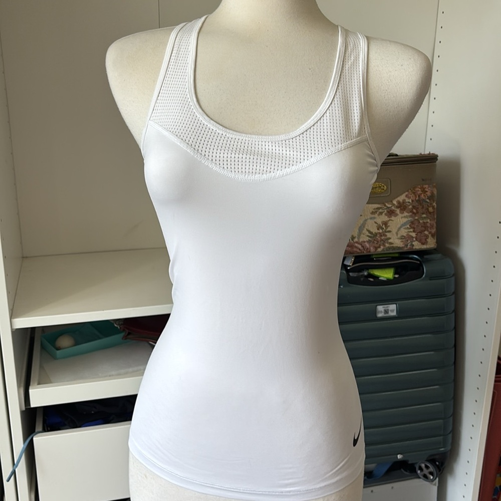 Nike White Fitted Tank Top